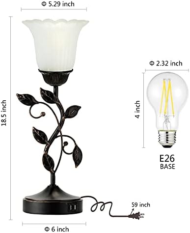 Touch Leaf Bedside Table Lamp with 2 USB Ports Nightstand Lamps