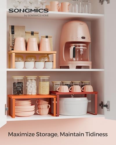 SONGMICS Cabinet Organizer Shelf, Set of 3 Spice Rack, Kitchen Storage