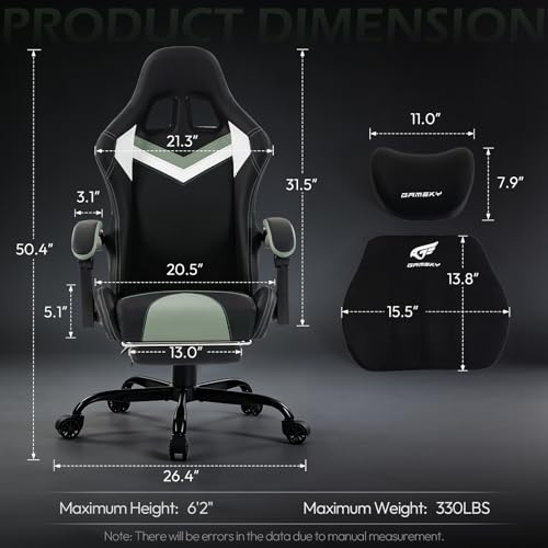 Ergonomic Gaming Chair for Adults, Black Green