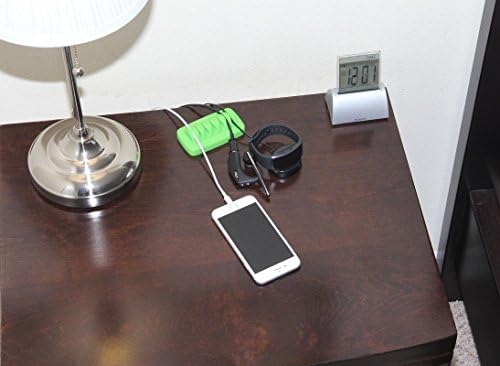 Heaviest Cable Organizer on the Market! Compact and Weighted Desktop Cord Holder for Desk and Nightstand, Eco-Friendly Silicone, No Bad Smell, Bundled with 4 Reusable Cable Ties! (Green)