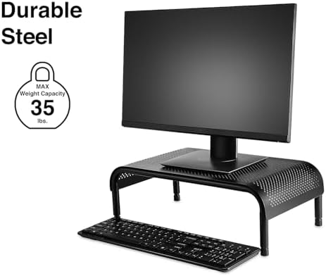 Staples TECH Adjustable Steel Monitor Stand, Ergonomic Desktop Riser