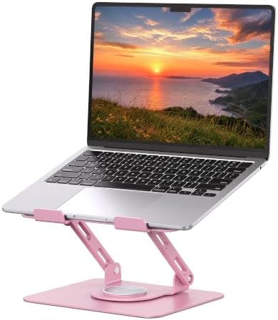 SOUNDANCE 360 Rotating Laptop Stand, Adjustable Riser,10-17", Pink