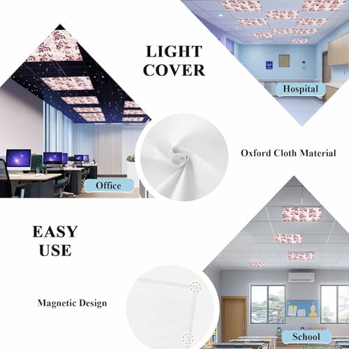 Red Herb Magnetic Fluorescent Light Covers for Ceiling Lights 2 x 4 Feet,Floral Watercolor Spring Summer Wild Flower Plant Office Classroom Kitchen Drop Ceiling Light Covers Lighting Filter 1 Pack