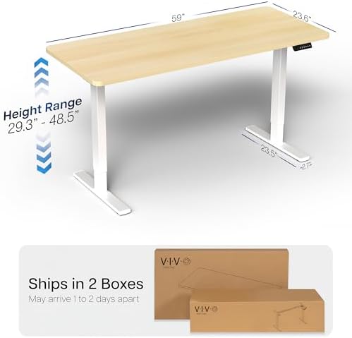 VIVO Light Wood 60 x 24 in Standing Desk, DESK-KIT-1W6C