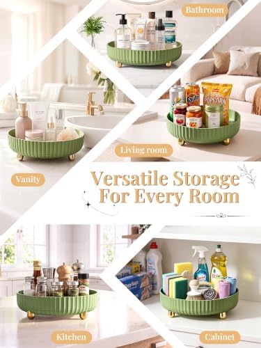 360 Rotating Makeup Organizer - Perfume Vanity Skincare Tray Green