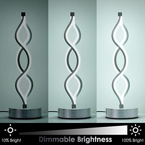 NUÜR Silver Infinity Spiral LED Table Lamp, Dimmable Bedside Lamp