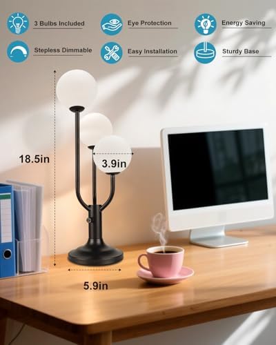 Lightdot Globe Black Table Lamp for Bedroom Gift G9 Bulbs Included Dimmable