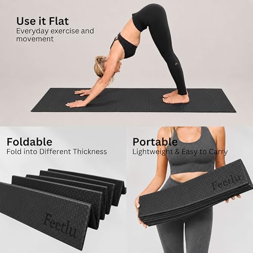 Foldable Yoga Mat, 72" x 24", 6/8/10/12mm