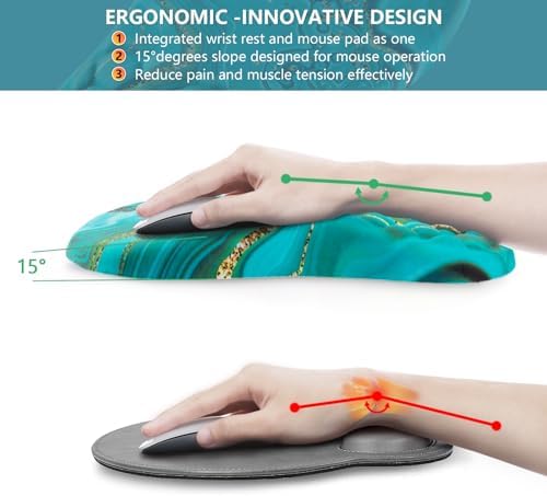 Ergonomic Mouse Pad Wrist Rest, 15° Memory Foam, Non-Slip PU Base