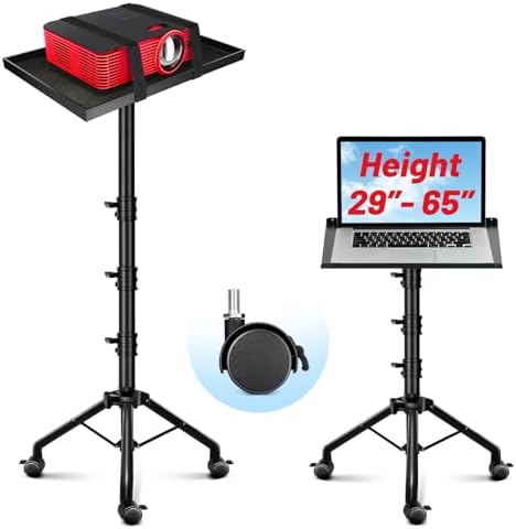 CAHAYA Projector Stand Adjustable Laptop Tripod Stand Portable with Casters