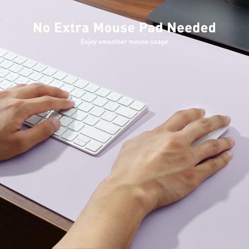 Aothia Large PU Leather Desk Pad Protector – Non-Slip Mouse Pad & Writing Mat for Office/Home, Waterproof, Easy to Clean (36" x 17", Soft Lavender)