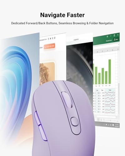 wegear USB Wireless Mouse for Laptop PC Mac, 2.4GHz Cordless Mouse-Purple