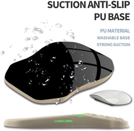 Ergonomic Raised Mouse Pad Wrist Support with Bilateral Slope Memory Foam Mousepad for Wrist Rest and Carpal Tunnel Pain Relief 11.8x7.9〃 Khaki