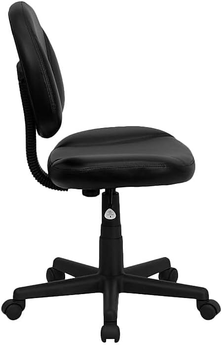 Flash Furniture Ronald Mid-Back Black LeatherSoft Swivel Ergonomic Task Office Chair with Back Depth Adjustment