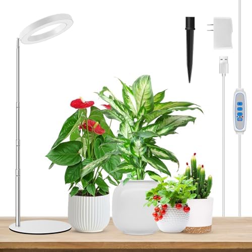 Aokrean 6.3in Halo Grow Lights for Indoor Plants, Full Spectrum with Base