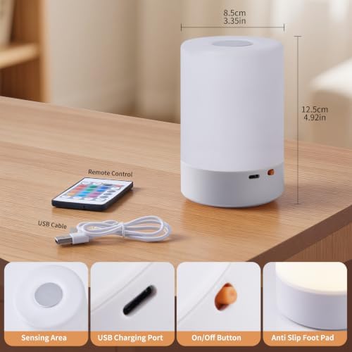 Rechargeable LED Night Light, Touch Bedside Table Lamp