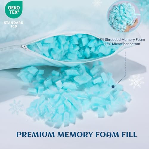 Side Sleeper Pillows for Adults 2 Pack, Cervical Pillow for Side Sleepers, Cooling Pillow with Ergonomic Design, Adjustable Crescent Shredded Memory Foam Pillows for Neck and Shoulder Pain Relief