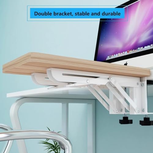 Foldable Clamp-On Desk Extender Tray with Wrist Rest - Ergonomic Keyboard Shelf for Computer Arm Support
