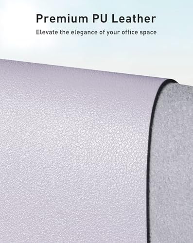 Aothia Faux Leather Desk Mat - Large Mouse Pad, Non-Slip PU Leather Blotter, Waterproof Writing Surface for Office and Home (Soft Lavender, 63" x 17")