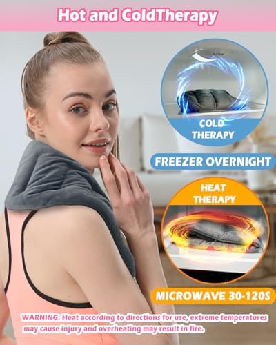 Microwavable Heating Pad, Neck‑Shoulder Wrap with Handles, Unscented