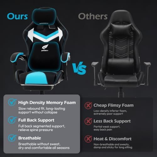 Ergonomic Gaming Chair for Adults, Black Blue