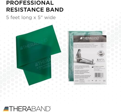 THERABAND Professional Resistance Band, Green Level 3 Heavy, 5 ft Exercise
