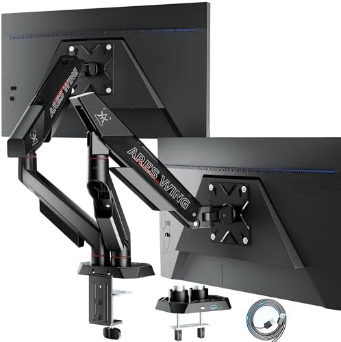 ARES WING 17-35 Inch Heavy Duty Dual Monitor Arm with USB, Black