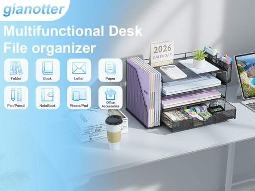 gianotter Metal Mesh Desk Organizers and Accessories with File Holder