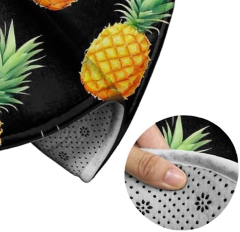 Large Home Decor Mat, Soft Round Yoga Carpet, Non Slip Machine Washable Home Office Circle Rug Tropical Fruits Pineapple