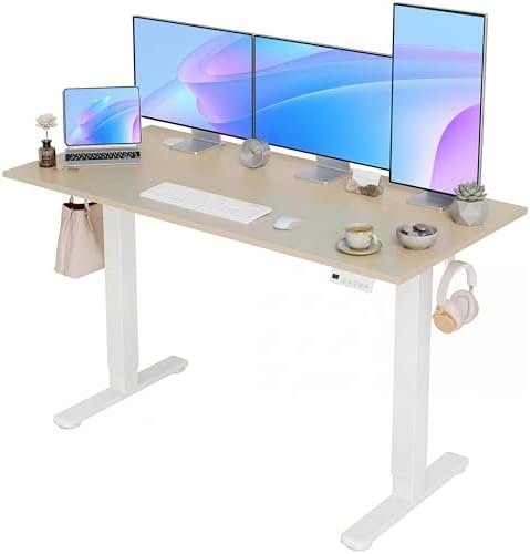 YDN Electric Standing Desk, 55x24 Inch, Nature