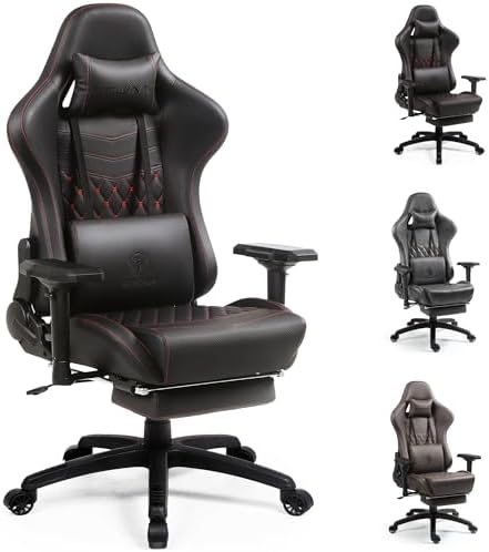 Dowinx Gaming Chair Big and Tall, Video Game Chairs with Footrest, PC Gamer Chairs for Adults - Padded High Back Ergonomic Reclining Silla Gamer, 4D Armrest, 400LBS, Black