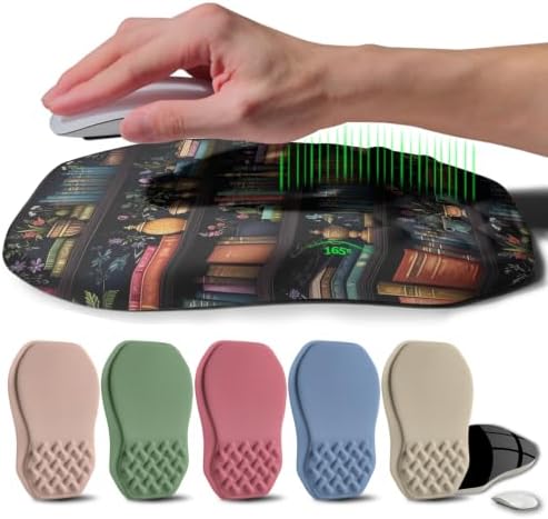 Ergonomic Raised Mouse Pad Wrist Support with Bilateral Slope Memory Foam Mousepad for Wrist Rest and Carpal Tunnel Pain Relief 11.8x7.9〃Bookshelf