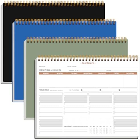 (3-Pack) Weekly Productivity Planner - 8.5" x 11" Dashboard Desk Notepad Has 6 Focus Areas to List Tasks for Goals, Projects, Clients, Academic or Meal-Organize Your Daily Work Efficiently, 54 Weeks