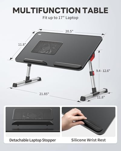 Laptop Desk for Bed with Cooling Fan, SAIJI Lap Desk Tray Table