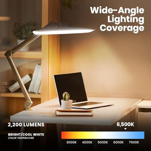 Neatfi LED Desk Lamp, 2200 Lumens, 24W, 20-Inch Head (Brown Wood)