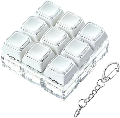 Double Layer Keycap Keyboard Fidget Toy, Keyboard Fidget Keychain 9-in-1 Keyboard Decompression Button Finger Clicker Toys, Click Buttons Fidget Toy ADHD Sensory Fidget Toy Stress Relief Gifts（W