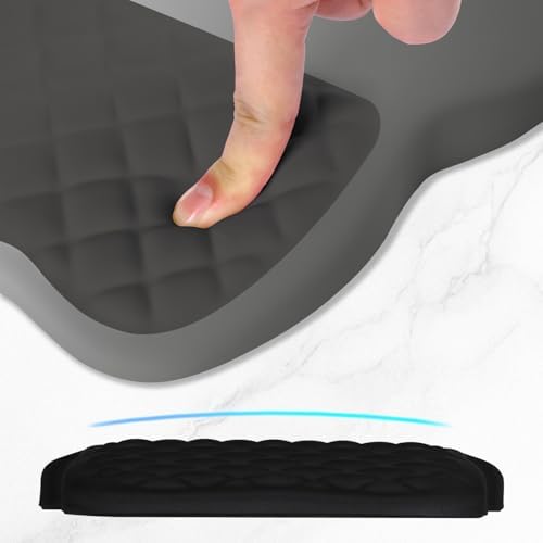 ITNRSIIET Ergonomic Mouse Pad Wrist Support with Memory Foam Massage Bulge & Non-Slip PU Base, Carpal Tunnel Pain Relief, Prevent Wrist Sweating, 12 x 8 x 1.2 inch, Gray