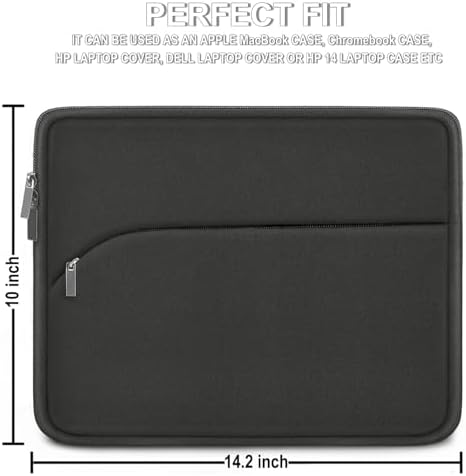 Laptop Sleeve Case 14 inch, Slim Portable Monitor Protective Cover with Front Pocket, Traveling Carrying Laptop Bag Compatible for MacBook Air/Pro, HP, Dell, Lenovo, Acer, Grey