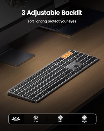 ProtoArc EM11 NL Wireless Ergonomic Mouse and K100-A Backlit Bluetooth Keyboard for Mac