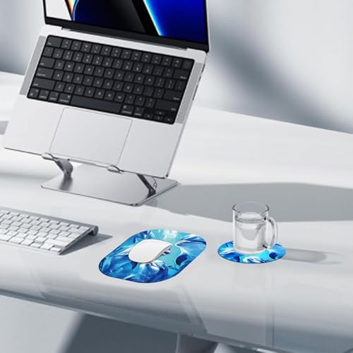 Small Mouse Pad，Mini Mouse Pad 6 x 7 Inch，for Laptop Keyboard Tray Wireless Mouse Home Office Travel，with Non-Slip Rubber Base, Waterproof Mouse Mat，Blue Dolphins Underwater