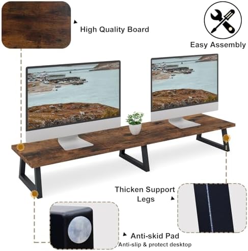 TEAMIX 42 inch Large Dual Monitor Stand Riser,TV Riser,Desk Shelf Organizer