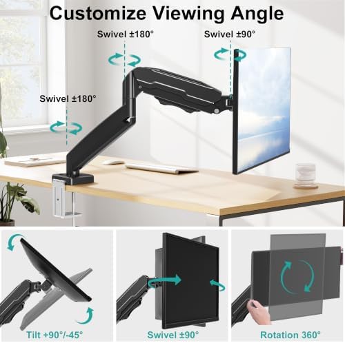 Single Monitor Mount, Fully Adjustable Monitor Arm Fits Max 32" Screen