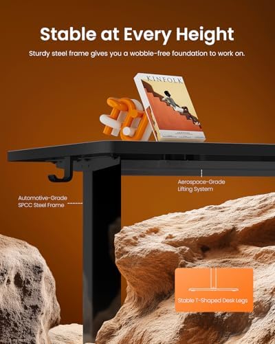 ErGear Height Adjustable Electric Standing Desk, 55 x 28 Inches Sit Stand up Desk, Memory Computer Home Office Desk, Carbon Fiber Black