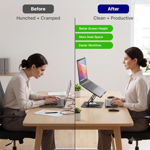Uncaged Ergonomics Laptop Stand for Desk Riser/360° Swivel (Black)