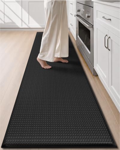 Color&Geometry Wide Kitchen Floor Mat 24x108 Anti Fatigue Easy Clean, Black