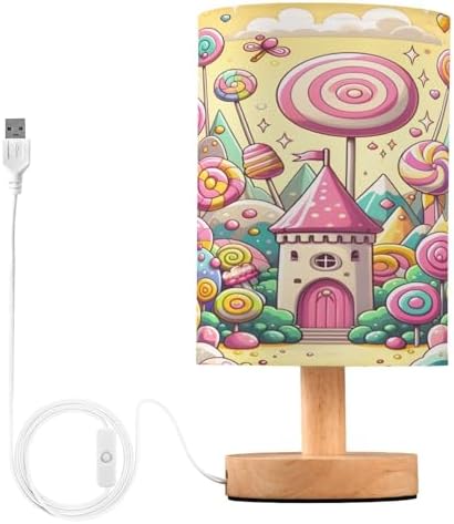 ALAZA Sweet Candy Lollipop Magic Decor Bedside Table Lamp with USB Port for Bedroom Nightstand Office Desk LED Bulb Included