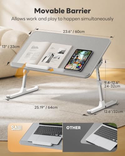 SAIJI Non-Slip Leather Laptop Bed Tray Table,Lap Desk with Laptop Stopper