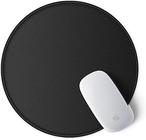 ITNRSIIET Round Mouse Pad with Stitched Edge Premium-Textured Waterproof Non-Slip Rubber Base Desktop Protection Mat Diameter 8.7 inches, Classic Black