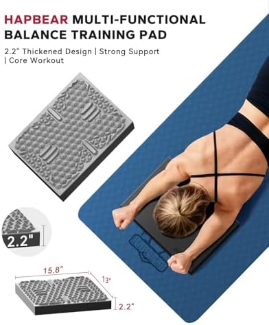 HAPBEAR Exercise Balance Pad - 15"x12" Non-Slip Textured Bottom Stability Training Mat - 2.25" Thick Soft Cushioned Foam for Physical Therapy, Core Training & Home Workouts