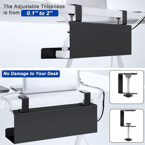 ZhiYo 16in Cable Management Under Desk Tray, 4.9in W x 5.9in H, Black